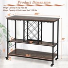 Industrial Liquor Bar Cart Rolling Kitchen Serving Cart W wine Rack Glass Holder