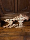 Lg Heavy Antique 1900 s Cast Iron American Eagle Topiary Wall Plaque 17 5 x10 