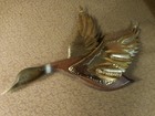 Vintage Mcm Mid Century Brass   Wood Flying Geese Wall Plaque Set Of 3