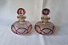 Antique French Napoleon Iii Cut Glass Scent Bottles Set C 1850