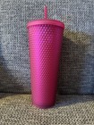 Starbucks Hot Pink Studded Tumbler With Straw 24 Oz Travel Cup Cold Drink Venti