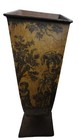 Vintage Tole Ware Style Pedestal Vase  French Pastoral Design  1960s Rare Unique