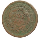 1853 Braided Hair Large One Cent Coin  Free Shipping