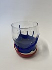 Makers Mark Red  White   Blue Wax Drip Whiskey Tumbler Glass