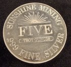    sunshine Mining 5 Oz Silver Round Rare No Date