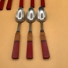 Bakelite Catalin 10 Pc Cherry Red And Butter Scotch Inlaid Flatware 1930   s 