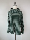 Anthropologie Lou   Grey Green Striped Waffle Knit Cowl Neck Long Sleeve Top S