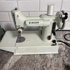 Rare White Singer 221k Featherweight Sewing Machine Manual  Extras- Green Case 