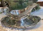 Fb Rogers Silverplate Gravy Boat With Attached Tray 5006 Vintage-pitted