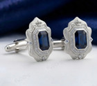 Octagon Natural Blue Sapphire Men s Cufflinks 925 Sterling Silver