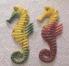 Ceramic Seahorse Wall Plaque Set Of 2 Mermaid Bath Beach House Decor