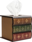 Retro Wooden Antique Book Tissue Box Cover Square Napkin Holder Home Decor Brown