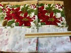 8 Vtg Christmas Linen Terry Hand Kitchen Towels Poinsettia Fringe Canon Leshner
