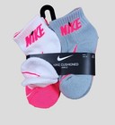 Nike Girls Socks Ankle Cushioned Athletic Swoosh Kids 6 Pack Kids Shoe 10c-3y 