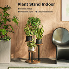 Bamworld Plant Tables Indoor Corner Plant Stand Tall Metal Wood Plant Shelf