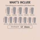 24pcs Spring Flower Press On Nails Medium Square Fake Nails Black Design I1