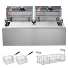 Capacity 18qt  Silver Commercial Deep Fryer With 3 Removable Baskets  3000w Turk