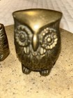 Vintage Mcm Mini Brass Owl Figurine Paperweight Mid-century Modern Set 2