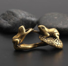 Collection Chinese Brass Carved Animal Double Frog Exquisite Small Statues Gift