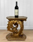 Vintage Italian Rococo Gold Giltwood Acanthus Pedestal Side Table