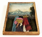 1930s 40s Mexican Folk Art Carved Relief Wood Campesino Family Wall Plaque Panel