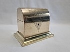 Antique 19th Century Victorian Engraved Brass Dome Lidded Table Casket Or Box 
