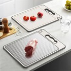 Double Sided 304 Stainless Steel   Wheat Straw Cutting Board