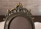 Vintage Brass Victorian Filigree Oval Picture Frame 4 X 2 1 2    