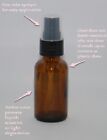  6 Amber 2oz Boston Round Glass Bottle Black Spray Fine Ribbed Mist Sprayer 60ml