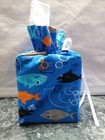 Sharks Orange Gray On Cotton Fabric Handmade Square Tissue Box Cover
