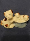 Vintage Ceramic Puppy Dog Puppy Puppies In Blue Top Hat Figurine Made In Japan