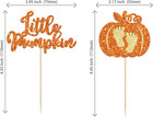 24pc Little Pumpkin Cupcake Toppers - Glitter Pumpkin Cupcake Picks - Baby Showe