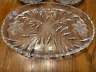 Vtg Cut Crystal Dresser Vanity Set Hair Receiver Powder Jar Tray Etched Glass