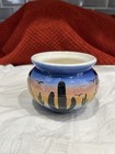 Hand Painted Signed By E  Manuel  Mexican Folk Art Vase 3 5  X 3 75    1997
