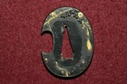 Tsuba Japanese Antique Shakudo Mumei Calabash Design Edo Period