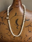Gorgeous Vintage 16  Authentic Pearl Necklace With 14k Yellow Gold Flower Clasp