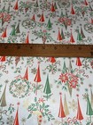 Vtg Christmas Wrapping Paper Gift Wrap Tree Wreath Snowflake Nos 36    X 15   