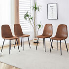 Set Of 6 Dining Chair Upholstered Kitchen Dining Chair W  Metal Legs Brown