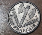 1943 France 1 Franc Wwii Coin Vichy State Nazi Occupation