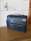 Vintage Metal Lunch Box     Dome Top Workman Style Black Industrial 1950s