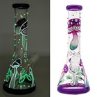 Hookah    10  Glow In Dark Glass Bongs Water Pipes Smoking Beaker Bong W 14mm Bowl