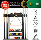 6 Cue Pool Stick Rack Wall Mount Bamboo Wood Ball Set Holder Billiard Us