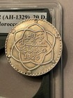 Ah 1329   1911   Morocco 10 Dirhams Rial Large World Silver Coin W  Plastic Case