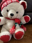 Vintage Kmart White Our Christmas Teddy Bear Dan Dee Stuffed Animal Plush 1988