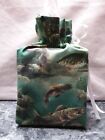 Fish On Green Cotton Fabric  Square Tissue Box Cover  Handmade