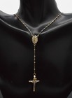 Real 10k Tricolor Gold Rosary Mary Guadalupe Jesus Cross Necklace 3 7gr 18 -24 