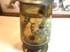 German Amber Enameled Glass Pewter Lidded Beer Stein - Theresienthal
