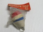 Vintage Red White Blue Wooden Spin Top Novelty Toy Made In Usa Sealed T1
