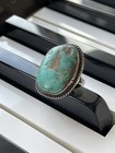 Vintage Antique Native Old Pawn Silver Rope Turquoise Stone Ring Southwestern