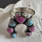 Cotton Candy Turquoise Horseshoe Cocktail Ring     Size 7-9 Adjustable Ring